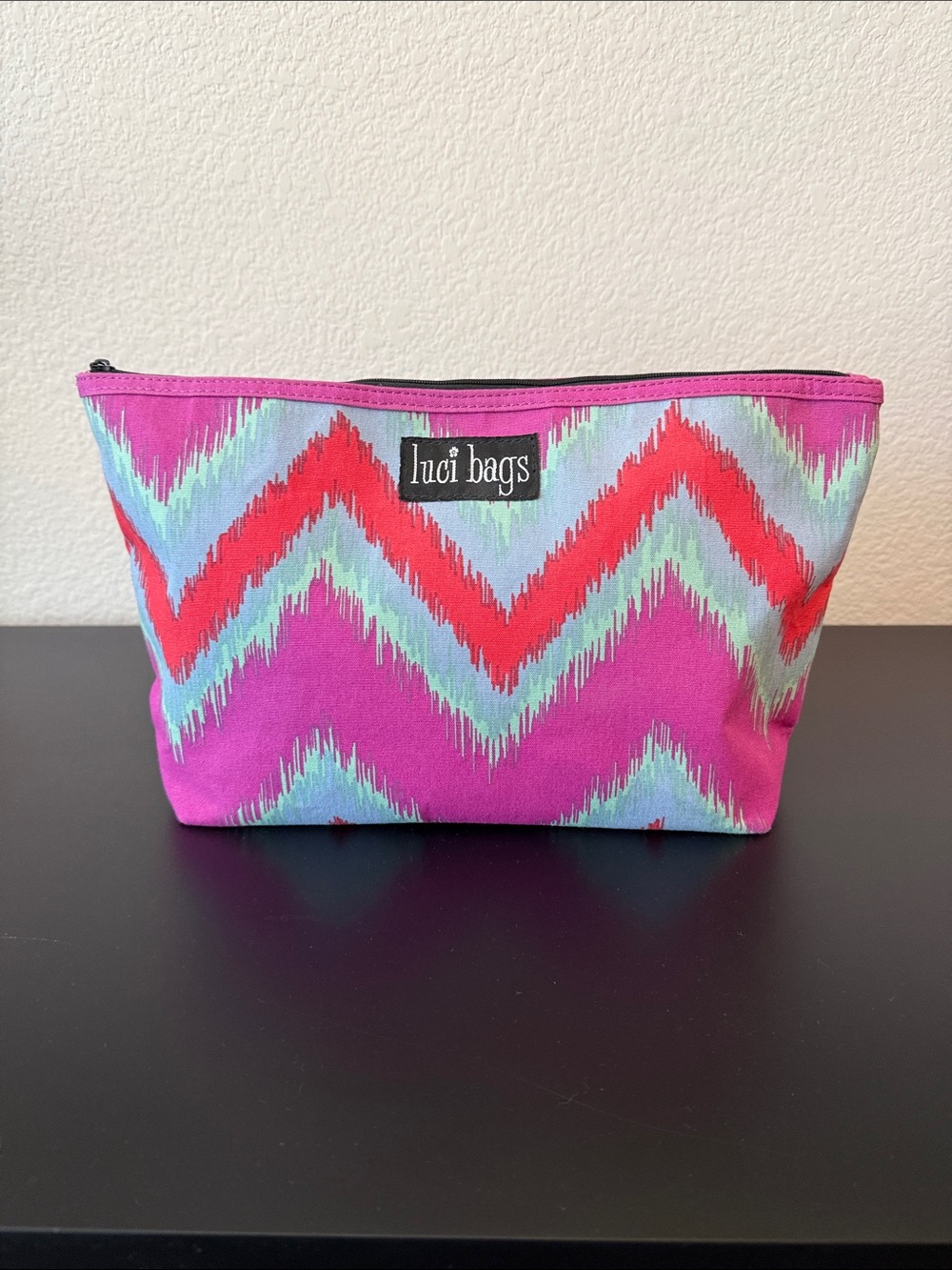 luci bags Pink Chevron Cosmetic Pouch